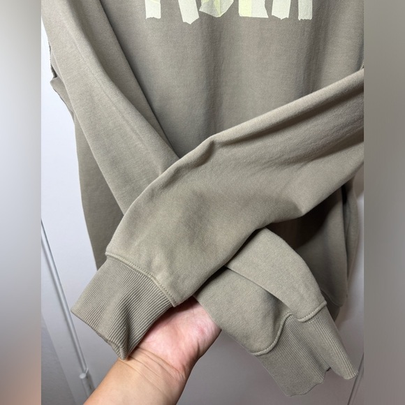 ADER ERROR Tape Logo Spellout Beige Green Pullover Sweatshirt Size A1 US Size S - Picture 8 of 15
